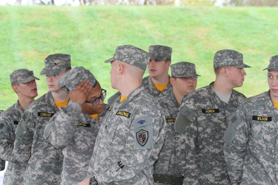 Honor platoon cadets waiting in line