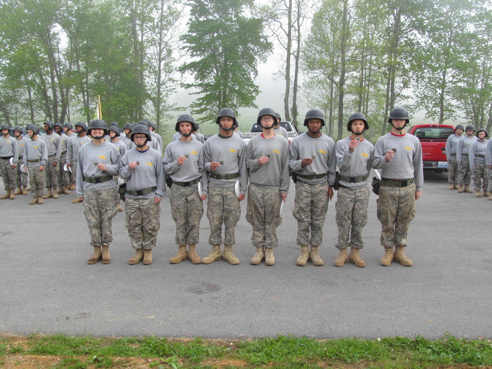 cadets showing their new rank after promotions